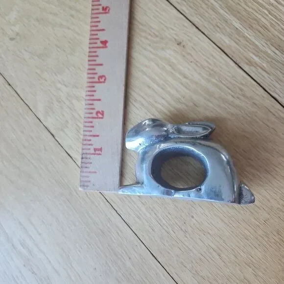 Vintage Pewter Napkin Rings‎  Farmhouse Animal Set Of 2- Rabbit & Chicken - Picture 15 of 15